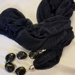 SALE Infiinity Scarf Black Chiffon Stones